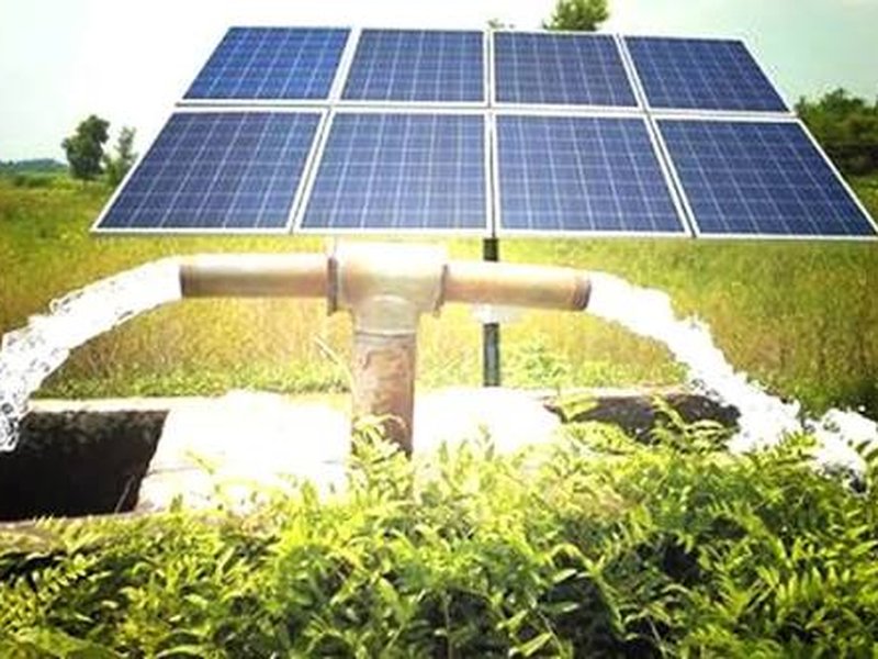 Solar water pump on a farm